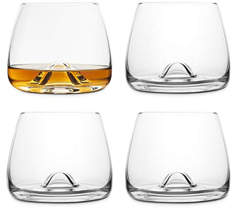 Final Touch - Bicchieri da whisky in cristallo al 100% senza piombo, realizzati con DuraSHIELD titanio rinforzato per una maggiore durata, set da whisky scozzese, 9 cm, 300 ml (confezione da 4)