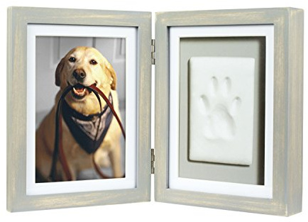 Pearhead Pet Paw Print Photo Frame with Clay Imprint Kit - Wooden Photo Frame, DIY No-Mess Pawprint Keepsake, Perfect for Cats & Dogs, Ideal Memorial and Home Decor Gift, Distressed Gray | Fotoeinsatz, 10 x 15 cm, Andenken für Hunde und Katzen, Heimdekoration oder Beileidsgeschenk für Haustierbesitzer