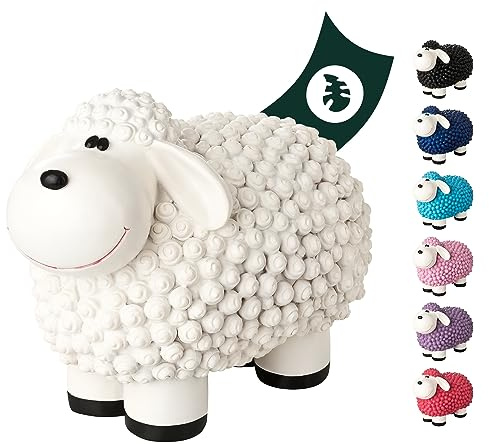 VERDOBA Mini Deko Schaf für den Garten, wetterfest - weißes Deko-Schaf Molly - Gartenfigur Schafe Gartendeko außen Dekofiguren (Weiß)
