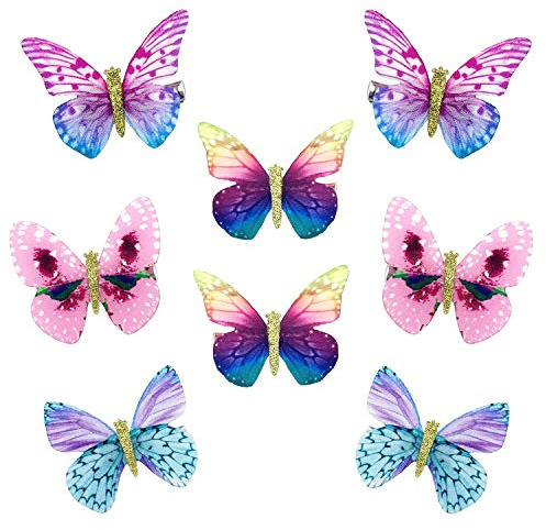 Mciskin Fjäril hårklämmor för kvinnor, flickor och spädbarn – glitter hårspänne set (8 st – färgglad)