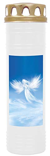 HS Candle 4er Pack Grabkerzen mit Motiv, Grablicht mit Brenndauer von ca. 7 Tage, Motiv: Engel Wolke, in vielen weiteren Varianten