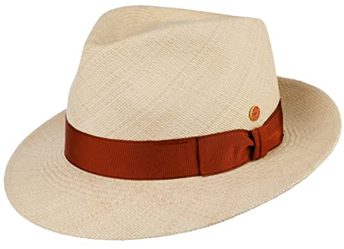 Mayser Manuel Brisa Panamahut Fedora Strohhut Ripsband UV-Schutz Made in EU Herren Sommer Natur-braun 58 cm