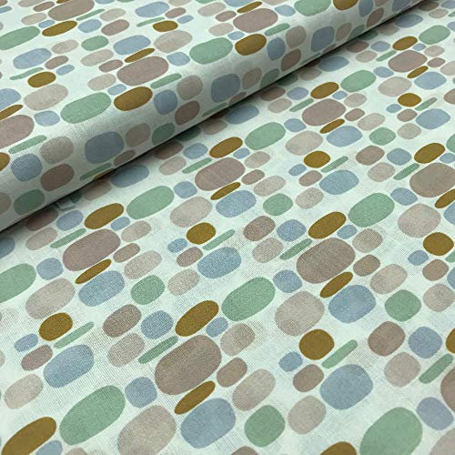 Kt KILOtela - Patchworkstoff - Baumwollstoff - 140 cm Breite - Meterware ab 0,5 m - Preis Gilt für 50 cm | Steine - Pink, Senf, Blau, Grün, Weiß