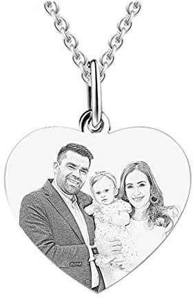 Collana Con Cuore Con Foto Incisa In Argento 925 Collana Con Ciondolo Con Testo Personalizzato Per Gioielli Per Anniversario Di Compleanno Per La Festa Della Mamma Per Le Donne(Argento-Cuore-16)