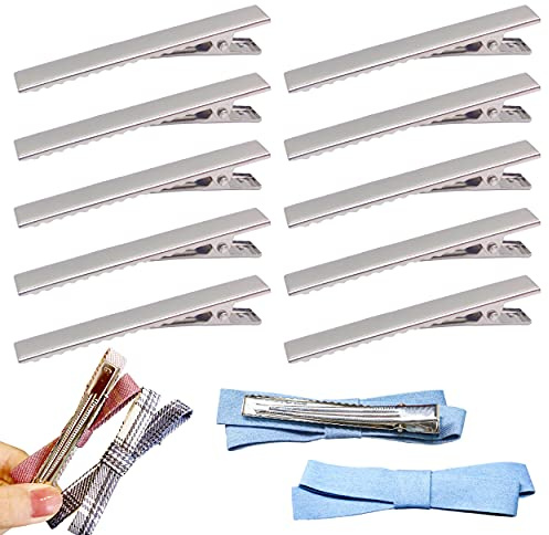 JJQHYC 60 Stück Haarspangen DIY Haarklammer zum Selber Gestalten Damen Krokodil Haarspangen 66 mm Metall Haarclips