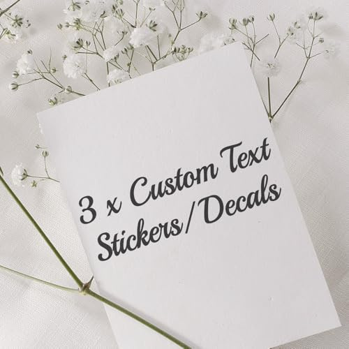 3 x Custom Name/Text Personalised Vinyl Decals Stickers (2cm Height)