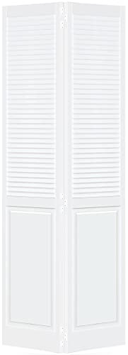 Porte de placard à deux volets - Panneau de persienne traditionnel - Noyau solide non fini - 203,2 x 76,2 cm.