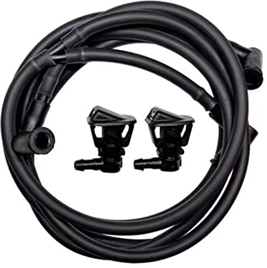 68164356AB Direct Replacement Windshield Wiper Nozzle & Fluid Hose kit, Compatible with 2013-2019 Jeep JK JKU Wrangler Windshield Washer Fluid Jet Nozzles & Rubber Tube Hose Kit – 68197414AB