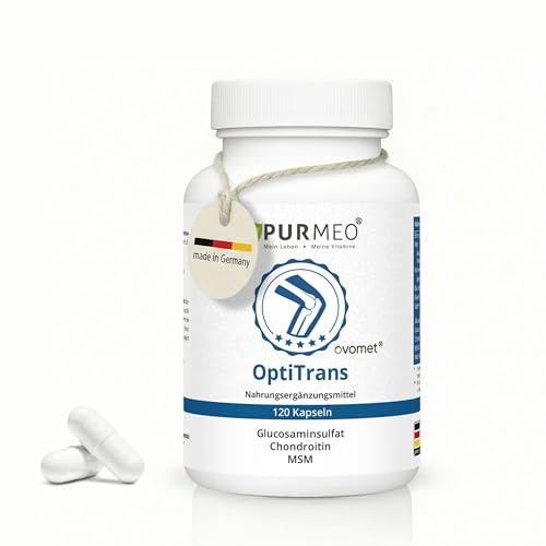 PURMEO® OptiTrans – mit Ovomet®, Glucosaminsulfat, Chondroitin, MSM und Weihrauch – 120 Kapseln – zur Unterstützung von Gelenken und Knorpeln – vegetarisch, laktosefrei, laborgeprüft, Made in Germany