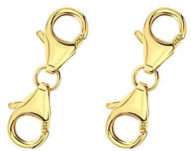 2 Stück 14K Gold Kettenverschluss Doppel Schmuckverschluss Hummerschnalle