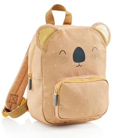 Miquelrius - Mochila infantil doble con forma de koala, Cremalleras de plástico, Asas regulables, Espalda acolchada, Tiradores metálicos, Cierre clic en el pecho, Portanombre, 5 litros, 27x20x10 cm