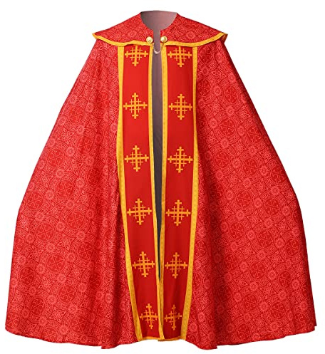 COSDREAMER Unisex kyrka katolska västar cape mantel präst firande skrasuble massvästar rock, Röd, M