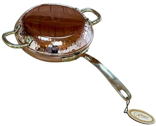 Copper Garden 22 cm Doppelpfanne | 2in1 Kupferpfanne für Gas, Elektro, Grill, Lagerfeuer und Ofen | Mit 100% reinem Zinn antihaft beschichtete Pfanne zum backen und Braten | Outdoor Bratpfanne