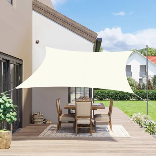 SUNNY GUARD Sonnensegel Wasserdicht 3x4m Rechteckig Sonnenschutz Wetterschutz Segel Baldachin UV Schutz für Balkon Terrasse Garten, Dunkler Creme
