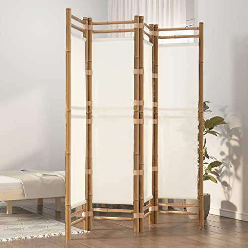 ZQQLVOO Bedroom Panel Screens Paravent raumteiler 4-TLG. Paravent Faltbar 160 cm Bambus und Canvas