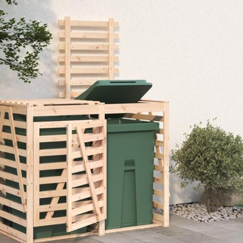 ZEYUAN Erweiterung für Mülltonnenbox Massivholz Kiefer, Müllbox, Mülltonnen Box, Mülltonnenverkleidung, Mülltonne 825107