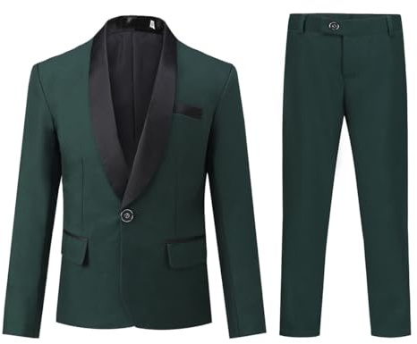 Sliktaa pojkar kostym tvådelad halsduk revers en knapp bankettklänning bröllop gentleman elegant och bekväm, Grön, 7 år