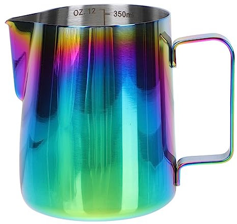IMIKEYA Tasse En Acier Inoxydable 350 Ml Graduation Pichet à Lait Pour Latte Art, Mousse De Lait Chauffante, Usage Barista Et Café Maison, Multicolore