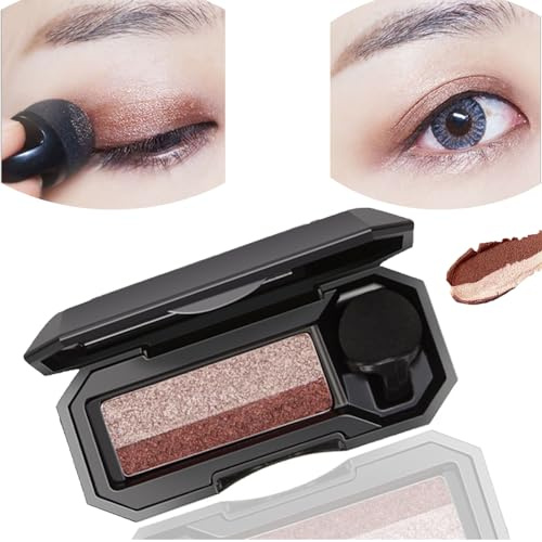 JJKTO Dual Colour Eyeshadow, Two Tone Makeup Eyeshadow 2 In1 Double Colors Eyebrow Powder Waterproof Lazy Eye Shadow Pallets for Women,Waterproof Long Lasting Eyeshadow Lazy Eyeshadow