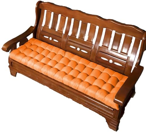KYMMPL Cojín duradero para silla de banco con lazos, cojín de repuesto para tumbona para cuatro estaciones, cojín antideslizante para banco de jardín con lazo, color naranja, 170 x 55 pulgadas