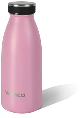 wenco Trinkflasche Edelstahl 0,35l / 350ml isoliert und auslaufsicher für kalte und heiße Getränke auch als Thermoskanne verwendbar BPA frei – flamingo pink