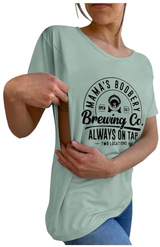 Dasongff T Shirt Allaitement Femme Zip Manches Courtes T-Shirt Enceinte Humour Zip Côté Allaitement Vetement T Shirt Allaitement Zip T-Shirt de Grossesse