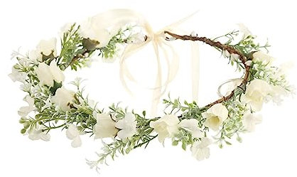 Mikinona Braut Blumengirlande Stirnband Kranz Kopfschmuck Hochzeit Stirnband Weiß Für Hochzeitsfeier
