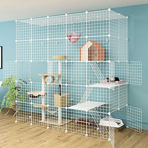 Haustierkäfig, Katzenkäfig, Laufstall für drinnen und draußen zum Selbermachen – ideal für 1–4 Katzen – Metallzaungehege für Welpen, Kaninchen, Kätzchen