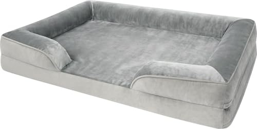 normani Ergonomisches Hundebett für große, mittlere und kleine Hunde - Orthopädisches Hundekissen - Hundecouch mit hohem Rand Grau 70 cm x 100 cm x 18 cm
