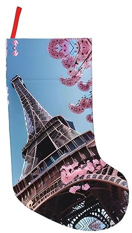 pvinnk Ölgemälde Paris Eiffelturm, Druck, 45,7 cm, Weihnachtsstrumpf, Weihnachtsbaumdekoration, Familien-Weihnachtsfeier, Urlaubszubehör
