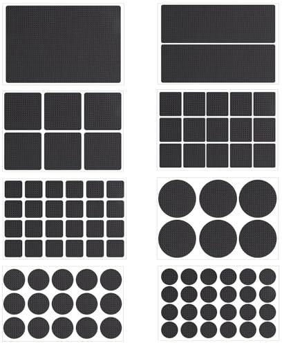 zoerbufan 93 Pezzi Eva Cuscinetti Antiscivolo Autoadesivi Gomma, 4mm Spessore Rettangolare Rotondo Mobili Antiscivolo per Gambe Sedie/Tavoli/Divani, Sottosedie Feltrini per Sedie Rotondi Quadrati