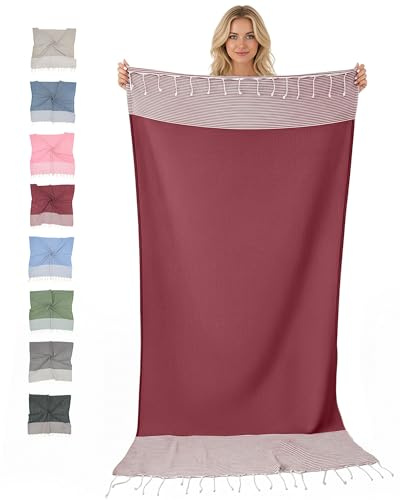 furora HOLIDAY Serviette de Plage (Coton) XXL 100x200 cm, Fouta Plage - léger, compacte, Longue - Grande Taille Drap de Plage Serviette Hamam, Femme Homme, Serviette Pestemal, Accessoire Beach Towel