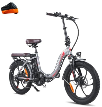 Fafrees F20 PRO E-Bike Klapprad Elektrofahrrad 20 Zoll Fatbike, 250W Motor 36V 18AH Akku, 20 * 3,0 Zoll Mountainbike Elektrofahrrad 40 Nm (Autoabdeckung, grau)