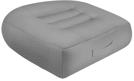 runfider Car Booster Thick Height Adjustable Seat Cushion with Breathable Mesh Cover, Portable Seat Cushion for Driving, Office Chairs Wheelchairs Trucks SUV's and Home Use Gray