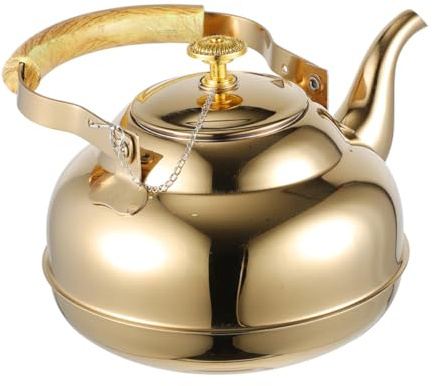 Teiera in Acciaio Inox con Infusore, Manico in Legno, 1, 5 l