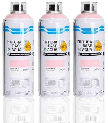 BESCH Pintura en Spray Base Agua 400ml – Ecológica, Sin Olor, para Madera, Plástico, Metal y Cartón – Cobertura Uniforme y Secado Rápido - Rosa Amor, Pack de 3 unidades