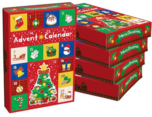 5Pcs Christmas Advent Calendar 2025 24 Days DIY Fillable Empty Advent Calendar Christmas Countdown for Adults and Kids, 10x7x2 inch