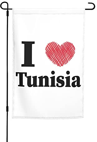 Drapeaux De Jardin J'Aime La Tunisie Drapeau Fierté Imperméabiliser Drapeaus Décoratif Durable Bannières Extérieure Pour Fête Balcon Défilé 30X45CM
