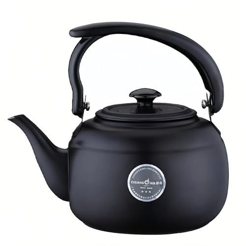 Livoravoli Stainless Steel Tea Kettle Stovetop Whistling with Ergonomic Handle and Cool Touch Knob for Gas Electric Induction Hob and Spirit Stove, 1.5L Capacity for Everyday Tea Making (Black, 1.5L)