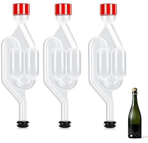 LQUYTA Set di 3 Gorgogliatori per Fermentazione, Plastica Airlock di Fermentazione Tubi di Fermentazione, Airlock di Fermentazione, Airlock Trasparente per la Produzione di Birra, Vino, e Crauti