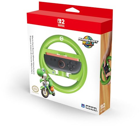 HORI Mario Kart Racing Wheel Attachment for Nintendo Switch 2 (Yoshi) - Officially Licensed by Nintendo
