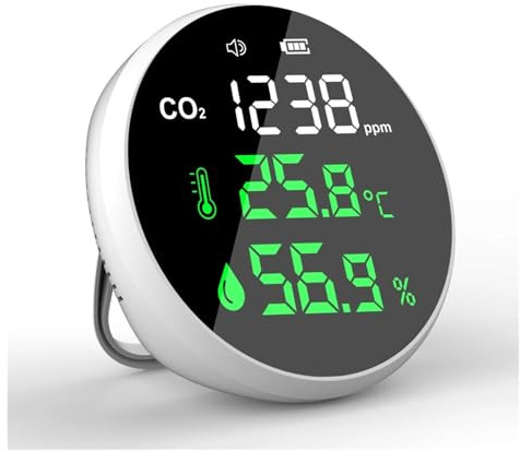 Mini rilevatore di CO2 da tavolo con schermo LED, termometro e igrometro for test della qualità dell'aria for casa e camper Alta sensibilità per laboratorio