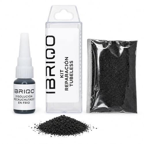 IBRIQO® Kit Recauchutado Tubeless | Vulcanización En Frío | Reparación De Cortes En Cubiertas Sin Desmontar Rueda | Disolución Caucho + Partículas Caucho (Kit Recauchutado Tubeless)