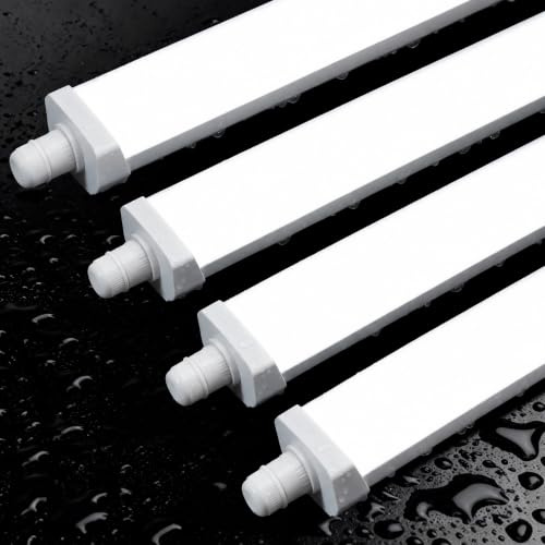 WARMELLE Feuchtraumleuchte LED 120cm 4er Set IP65 Garage Keller 36W 6600lm | 6600lm ultrahelles Licht, IP65 Schutz für Feuchträume, 4000K Beleuchtung, natürliche Farben, bis 8 Leuchten verbindbar