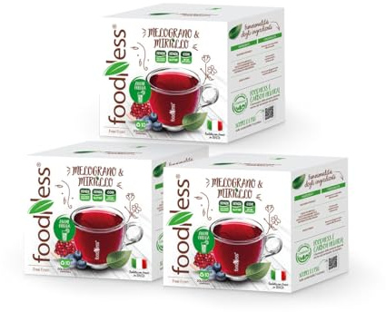 30 Capsule compatibili con macchine Nescafé Dolce Gusto – Tisana Melograno e Mirtillo, 3 confezioni Foodness da 10