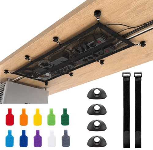 NEXAFIX Organizador Cables Escritorio 90x30 cm, Cable Management, 7 Bridas | Sin taladrar, máx. 6 kg o 3M VHB 4 kg, organizador de cables, esconder cables, cable organizer, pasacables escritorio