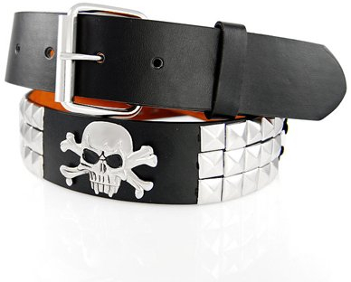 Amara 3 R Pyramiden Nietengürtel Totenkopf Skull schwarz, GR: L