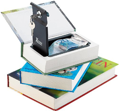 Xcase geheime Tresore: Buchtresor 3er-Set: Stahltresore getarnt als Bücher (echtes Papier) (Buchtresor mit echten Seiten, Versteck, Schlüssel)