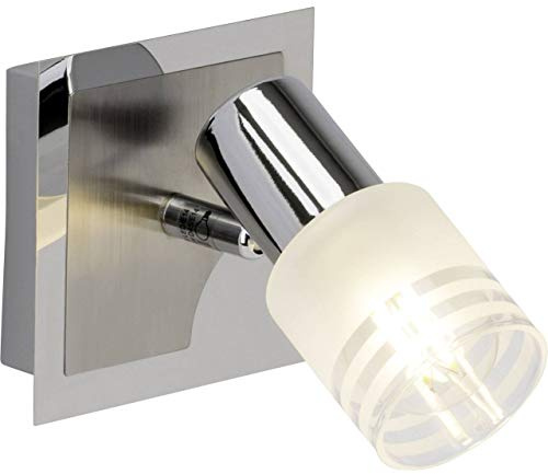 BRILLIANT Lampe Lea LED Wandspot eisen/chrom/weiß | 1x LED-D45, E14, 4W LED-Tropfenlampe inklusive, (450lm, 2700K) | Energiesparend und langlebig durch LED-Einsatz