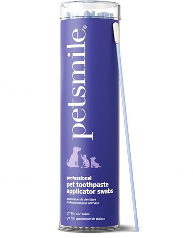 Petsmile Professional Pet Toothpaste Applicator Swabs - Cat & Dog Toothbrush Alternative - Dental Care for Small & Large Pets - Cat & Dog Teeth Cleaning - Dog Toothpaste Not Included (50 Swabs)